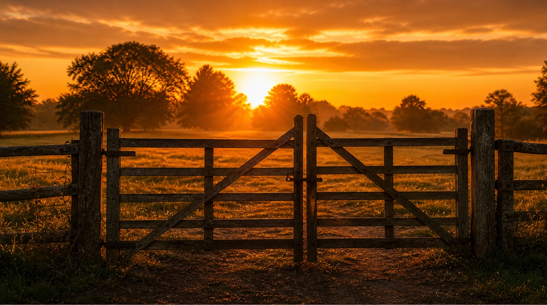 Porteira de fazenda ao entardecer
